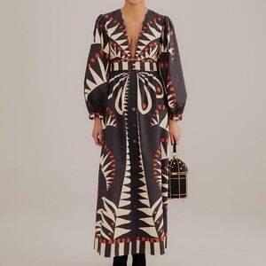 Black Coconut Grove Puff Sleeve Maxi Dress Farm Rio